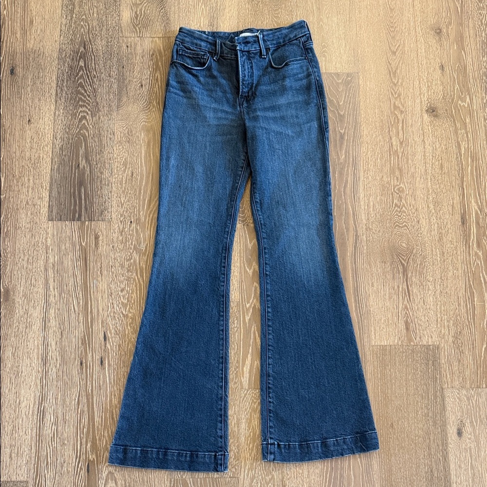 Good American Dark Blue Flare Jeans